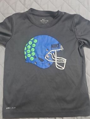 Nike Black Short Sleeve Tee with Blue & Green Helmet Graphic